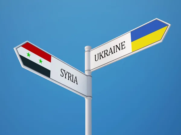 Syria Ukraina znak flagi koncepcja — Zdjęcie stockowe