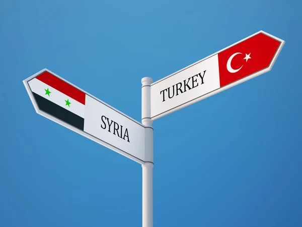 Syrië Turkije teken vlaggen Concept — Stockfoto