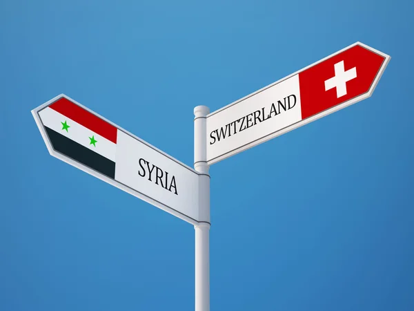 Syrien schweiz unterzeichnen flaggen konzept — Stockfoto
