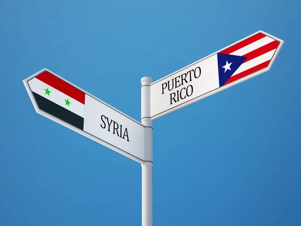 Syrië Puerto Rico teken vlaggen Concept — Stockfoto