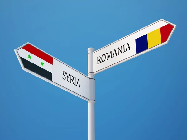 Síria Roménia Signo Bandeiras Conceito — Fotografia de Stock