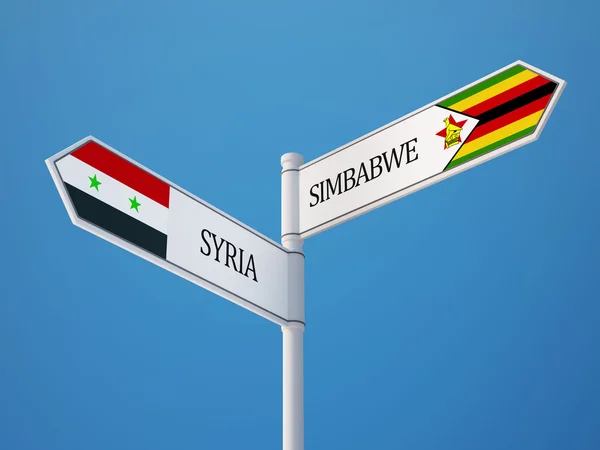 Suriye Zimbabve işaret bayrakları kavramı — Stok fotoğraf
