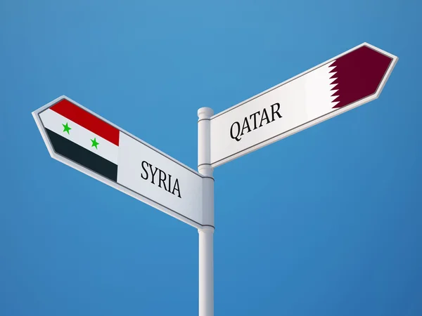 Syria Qatar  Sign Flags Concept — Stock Photo, Image