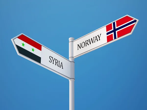 Syrie Norvège Signer Drapeaux Concept — Photo