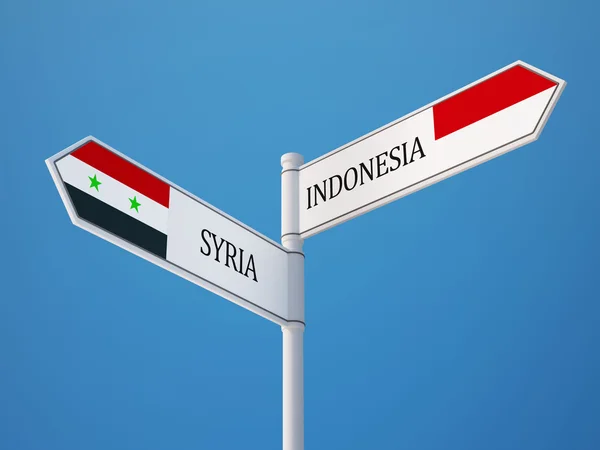 Syrië Indonesië teken vlaggen Concept — Stockfoto