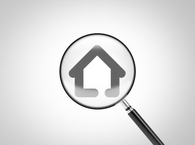 Büyüteç camı ev simgesini