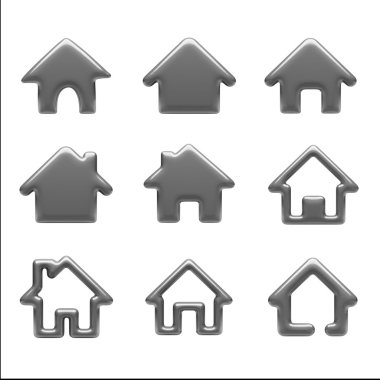 Ev simgeler üzerinde beyaz izole