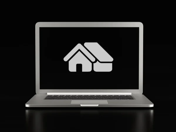 Laptop Home-pictogram — Stockfoto