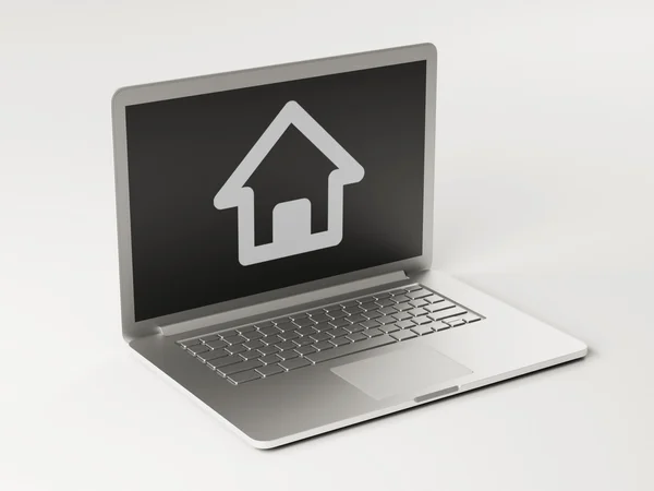 Laptop Home-pictogram — Stockfoto