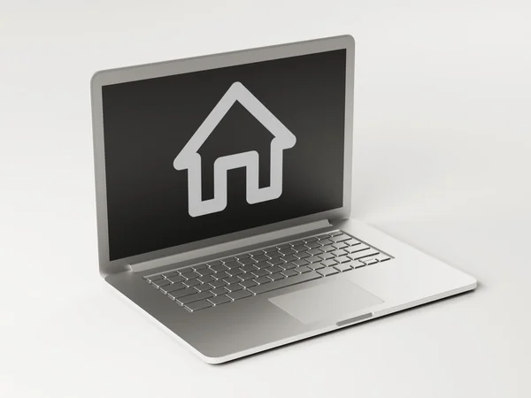 Laptop Home-pictogram — Stockfoto