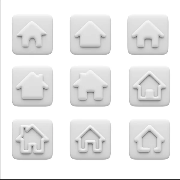 Otthoni ikonok elszigetelt fehér — Stock Fotó