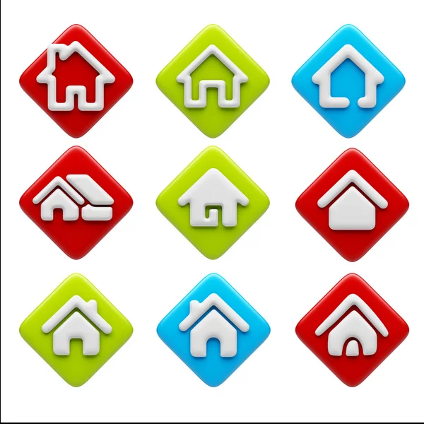 Home Icons isolated on white — Stock Photo, Image