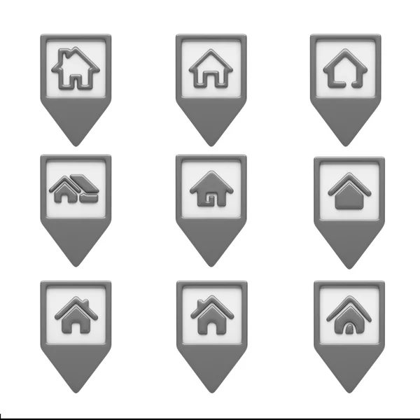 Home Icons isolated on white — Stock Photo, Image