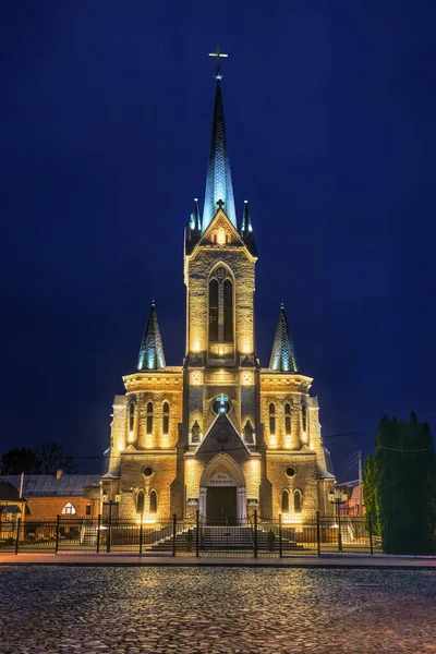Iglesia Luterana Nocturna Ahora Bautista Lutsk Ucrania — Foto de Stock