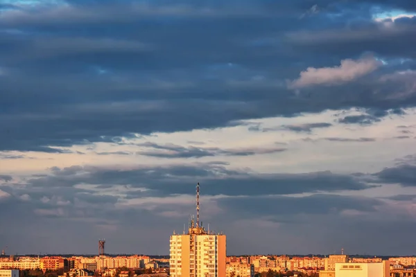 Sunset Evening City Sky Clouds — Stock Photo, Image