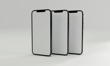 3d render illustration generic phone mock up in a white design high key