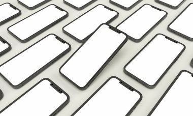 3d render illustration generic phone mock up in a white design high key