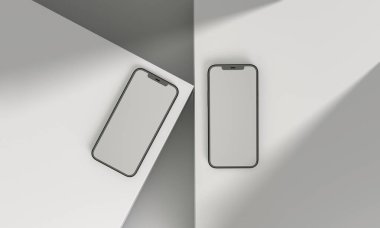3d render illustration generic phone mock up in a white design high key