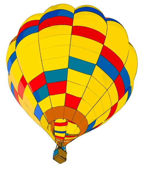 Aufgeblasener bunter Heißluftballon im Flug — Stockvektor
