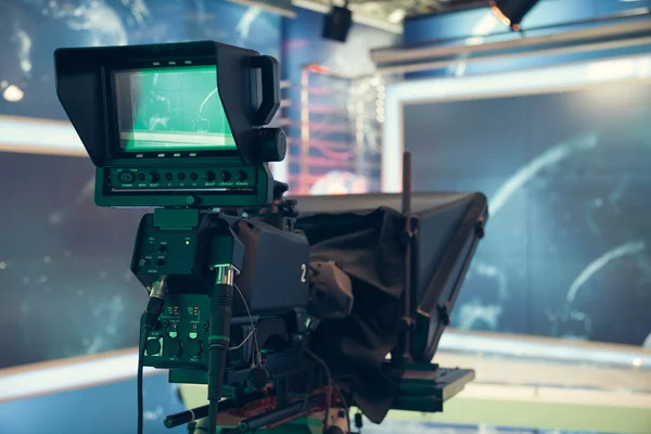 Television studio with camera and lights - recording TV NEWS — Stock Photo, Image