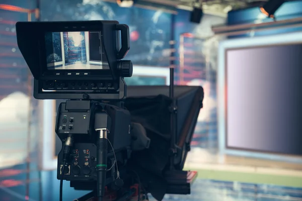 Television studio with camera and lights - recording TV NEWS — Stock Photo, Image