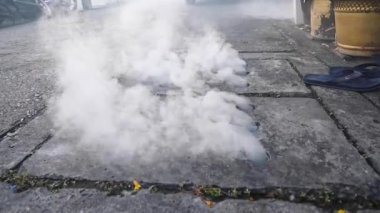 Öldürdüğü için kanalizasyon borusunun altına sivrisinek ilacı sıkıyor..