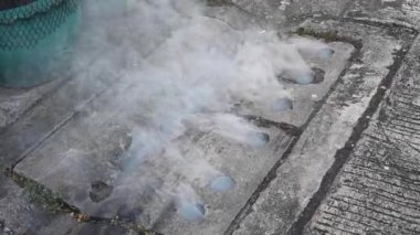 Öldürdüğü için kanalizasyon borusunun altına sivrisinek ilacı sıkıyor..