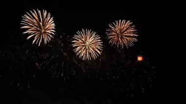 Havai fişekler ve havai fişekler siyah arka planda bulanıklaştı