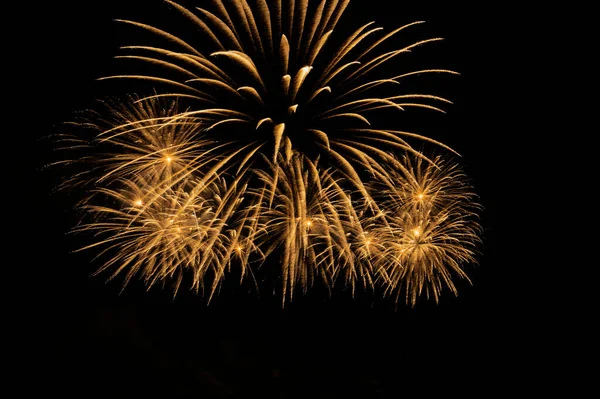 Feuerwerk Und Feuerwerk Feiern Schwarzen Hintergrund Mit Kopierraum — Stockfoto