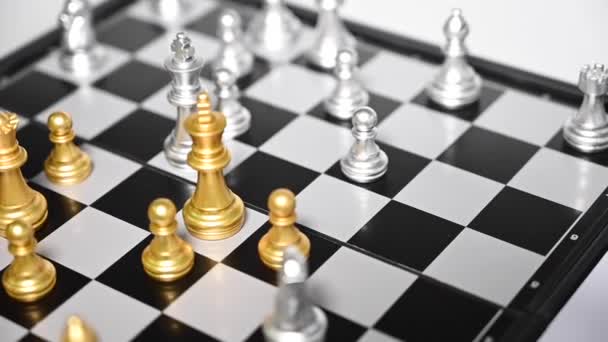 Šachy Hra Soutěž Obchodní Nápad Obchodní Soutěž Koncept Vystaven Pod — Stock video