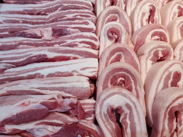 Daging Babi Segar Latar Belakang Pada Latar Belakang — Stok Foto