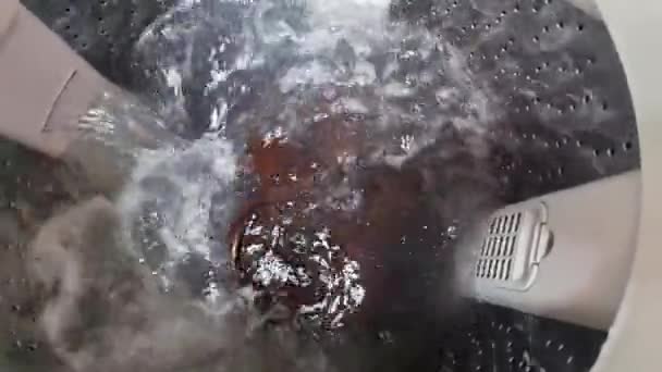 Roterende Cilinder Wasgoed Wasmachine Draait Technologie Achtergrond — Stockvideo