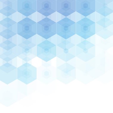 Mavi altıyüzlülerden. Vektör çizimi. Geometrik şekiller. Çokgen biçimi