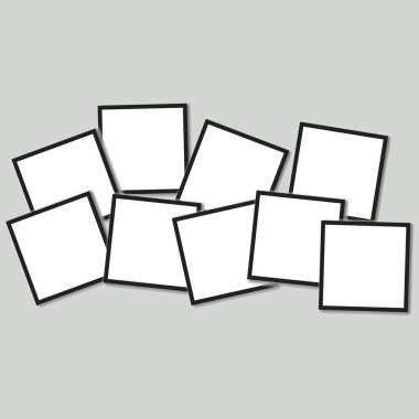 Fotoğraf çerçevesi arka planı, vektör illüstrasyonu. Siyah arkaplandaki fotoğraf çerçeveleri