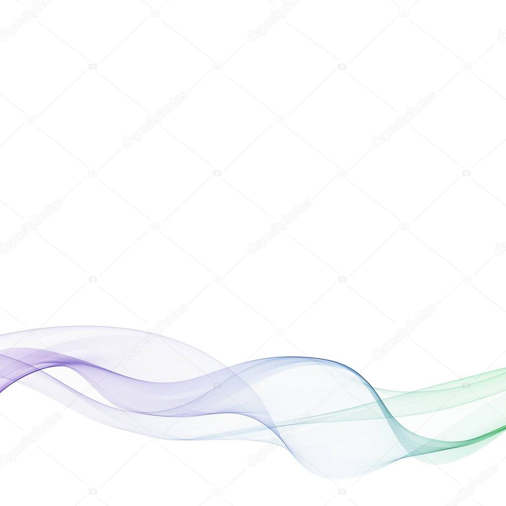 Modern bright abstract elegant smoke wind airy graphic swoosh fashion transparent speed blue line over white background. Vector illustration. eps 10