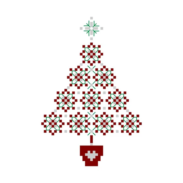 Julgran. Nytt år, jul, semester. pixel — Stock vektor
