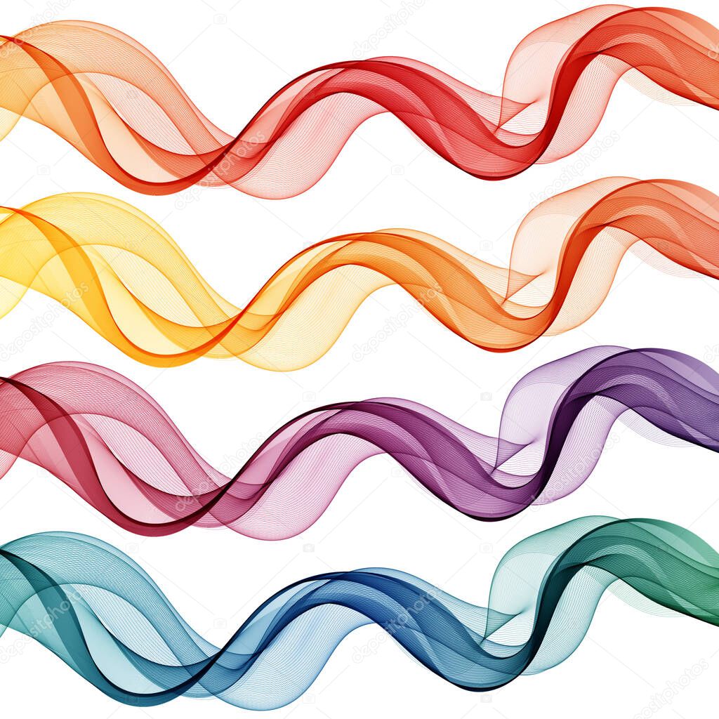 Smooth wave flow. Color wave. Set of abstract design elements.