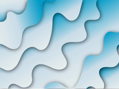 Katmanlı üç boyutlu vektör dokusu arka planı. Web şablonu için soyut topoğrafya tasarımı veya sıvı akışı çizimi. Pürüzsüz origami kağıt sanatı. Mavi arkaplan.