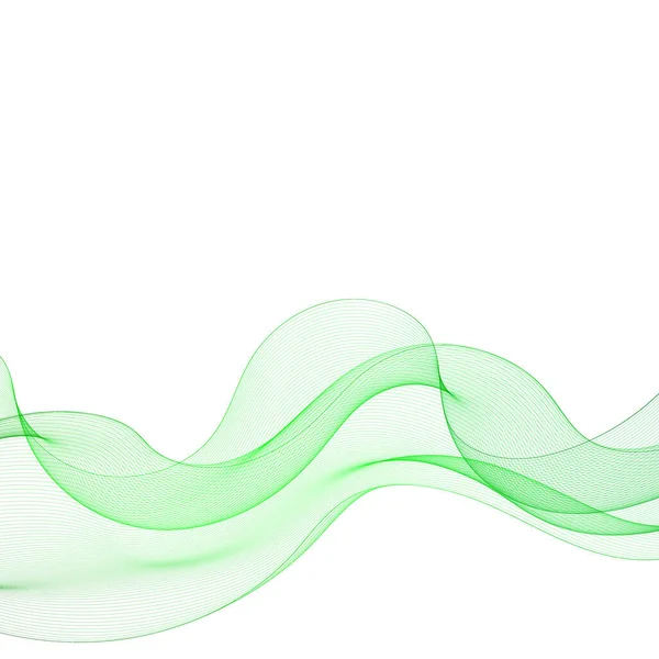 Abstract green wavy lines. Colorful vector background. smoke transparent green wave — Stock Vector