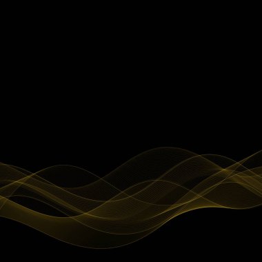 Siyah arka planda altın dalga. Tasarım elemanı. 10 saniye.