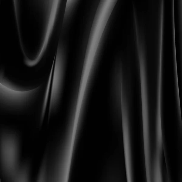 Crumpled Black Silk Fabric Textile Fashion Vector Background — Stock Vector
