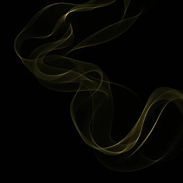 Sparkling golden wave on a black background. Abstract illustration.eps 10 — Stock Photo, Image