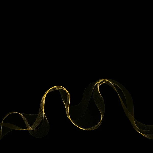 Fondo oscuro abstracto con curvas de fuego o oro. Línea de luz efecto remolino de oro. resplandor de fuego de la luz del brillo con partículas brillantes sobre fondo negro. Magia brillo remolino efecto mágico. eps 10 —  Fotos de Stock