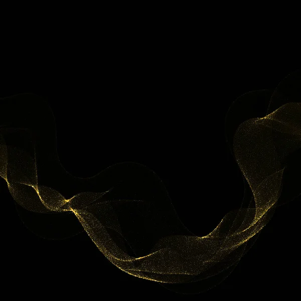Abstrakt mörk bakgrund med eld eller guld kurvor. Ljus linje guld virvel effekt. glitter ljus eld fackla med gnistrande partiklar på svart bakgrund. Magiska gnistor virvla magiska effekt. eps 10 — Stockfoto