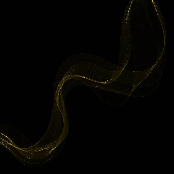 Abstrakt, skimrande gyllene våg design med glitter effekt på en mörk bakgrund. illustration. eps 10 — Stockfoto