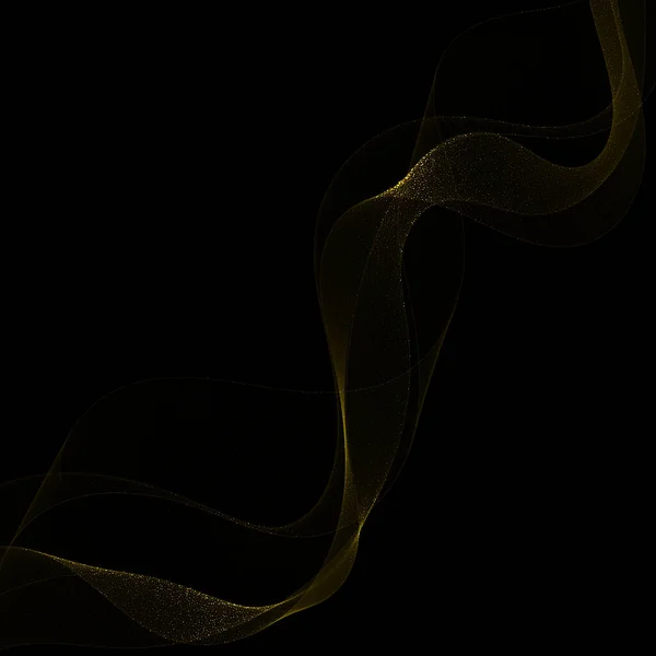 Astratto, brillante disegno d'onda dorata con effetto glitter su uno sfondo scuro. illustrazione. punti 10 — Foto Stock
