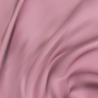 Buruşuk ve dalgalı, lüks kırmızı ipek kumaş ya da düz yüzey alanı 3d gerçekçi vektör soyut arkaplan kopyalama alanı ile saten kumaş. Narin kadife kumaş, ipeksi kumaş, zarif doku çizimi.