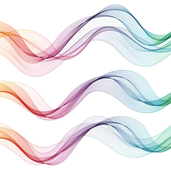 Reibungsloser Wellenfluss Farbwelle Set Abstrakter Gestaltungselemente — Stockvektor