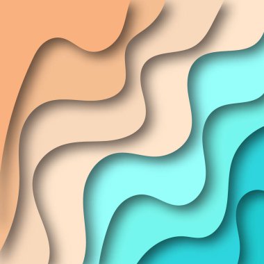 Kağıt kesimi çok katmanlı üç boyutlu renk dokusu vektör arkaplanı. İnternet sitesi şablonu için soyut topoğrafya tasarımı veya akıcı sıvı çizimi. Pürüzsüz origami sanat şekli kağıt kesiği