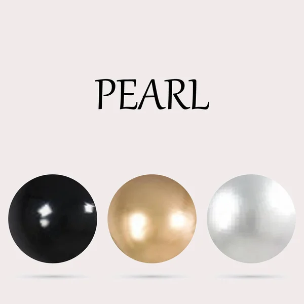 Set Perle Realistiche Diverso Colore Isolato Sullo Sfondo Bianco Illustrazione — Vettoriale Stock